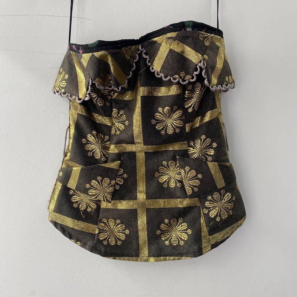 Meghan metallic gold printed tube top, no size